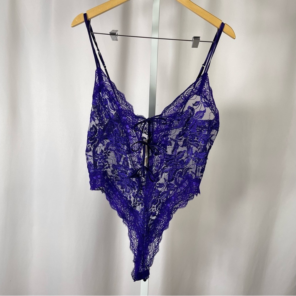 Vintage Victoria’s Secret Gold Label Medium Satin Lace Purple Lingerie Teddy